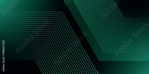 Dark green abstract background with modern hexagonal lines design. Simple background concept for covers, banners, brochures, certificates, presentations and websites.