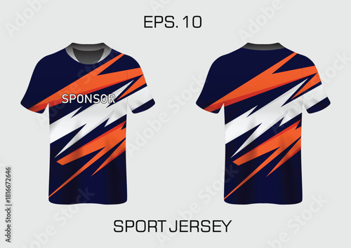 Dynamic Sport Jersey Design with Bold Colors and Geometric Patterns for Athletic Wear