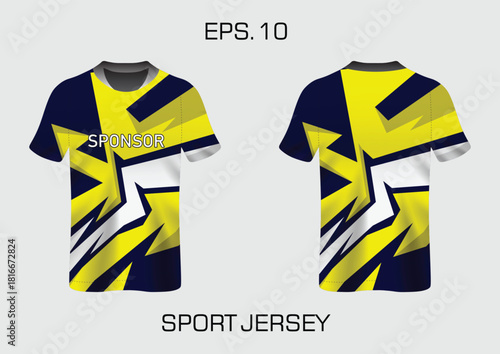 Dynamic Sport Jersey Design with Bold Colors and Sponsor Area for Team Branding