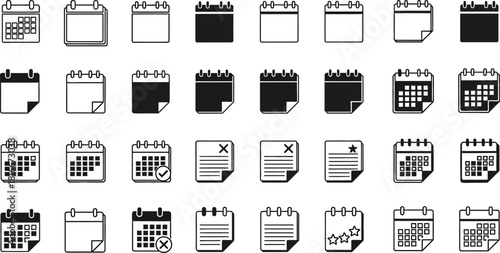 Calendar Icons Set Vector Illustration for Business Planning and Schedules