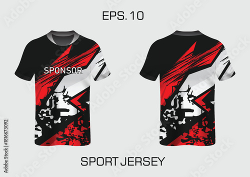 Dynamic Sport Jersey Design with Bold Patterns and Sponsor Logo for Athletes and Teams