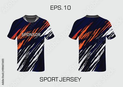 Dynamic Sport Jersey Design Template with Bold Patterns and Sponsor Logo Area for Customization
