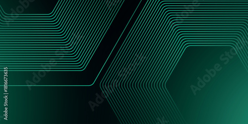 Dark green abstract background with modern hexagonal lines design. Simple background concept for covers, banners, brochures, certificates, presentations and websites. EPS. 5