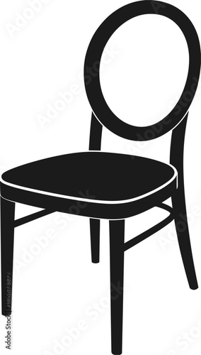 Silhouette of a wooden dining chair on white background furniture seating