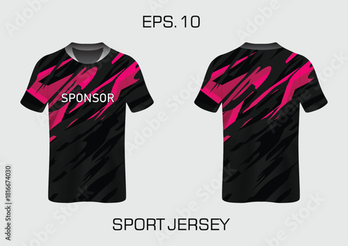 Sport Jersey Design Template with Black and Pink Color Scheme for Athletic Wear