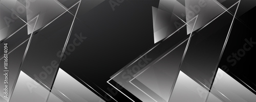 Black geometric background. Modern template trendy gradient shapes composition. suit for bussines, banners