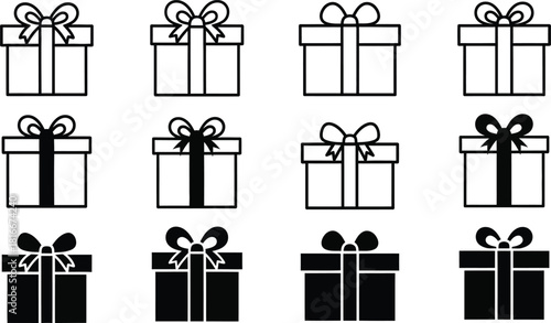 Gift boxes assortment with ribbons for holiday celebrations and special occasions