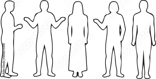 Simple human figure outlines illustrating diversity and community Vector