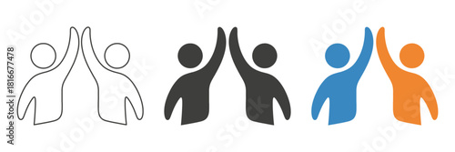 high five icon. high five people hands raised success icon vector