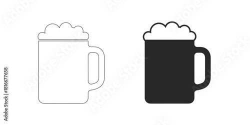 beer mug icon set. beer mug with foam icon set vector illustration isolated