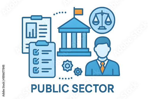 Public sector concept for social service and governance.