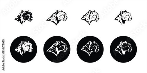 Series of Four Stylized Illustrations of a Ram's Head in Black and White