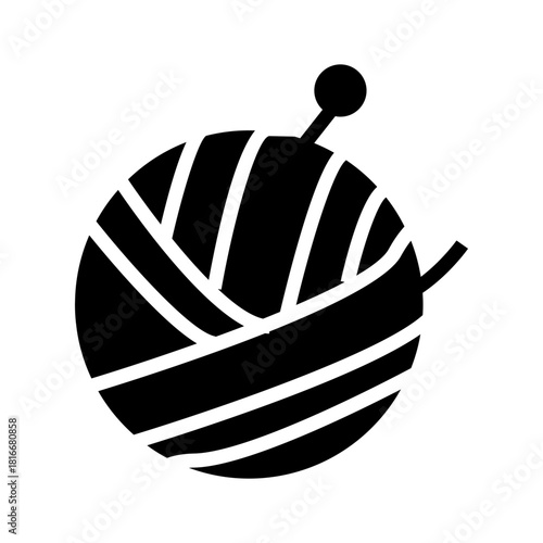 black yarn ball glyph icon illustration vector