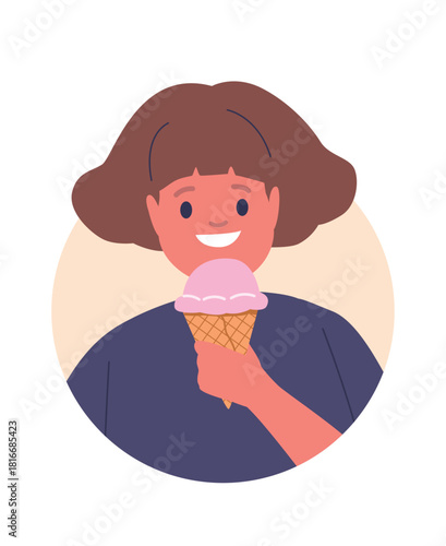 Little girl kid eating ice-cream
