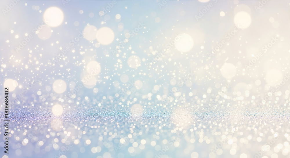 Obraz premium Sparkling blue glitter background with golden bokeh. Festive winter texture for Christmas and New Year celebrations