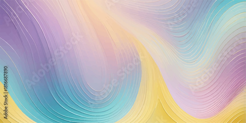 Bright, abstract, colorful vector illustration featuring a dynamic wave pattern with pink, blue, yellow, and green lines for a modern design background texture