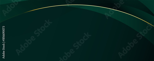 green abstract background design with elegant golden elements. vector illustration