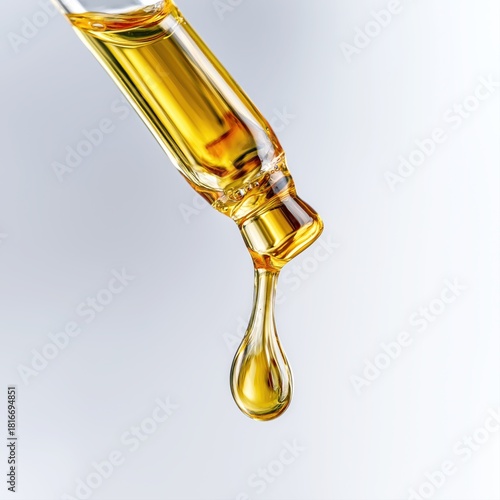 Dropping essential oil from a pipette for skincare serum