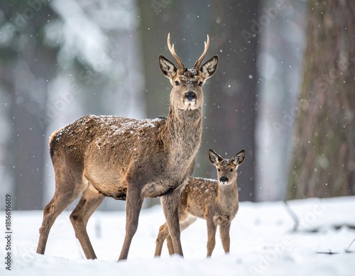 Wallpaper Mural baby deer with parent Torontodigital.ca