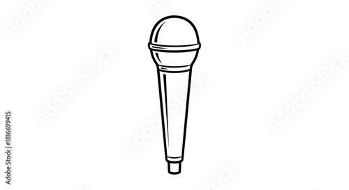 Microphone illustration with round head on white background