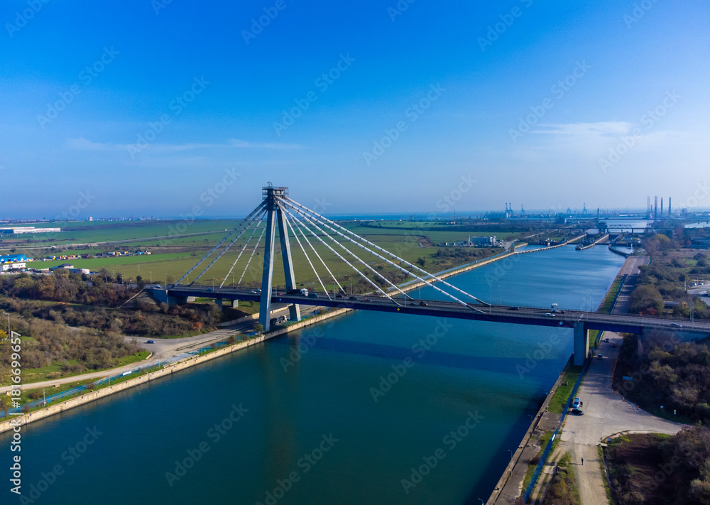 Fototapeta premium Landscape with the Danube-Black Sea Canal in Constanța County, Romania