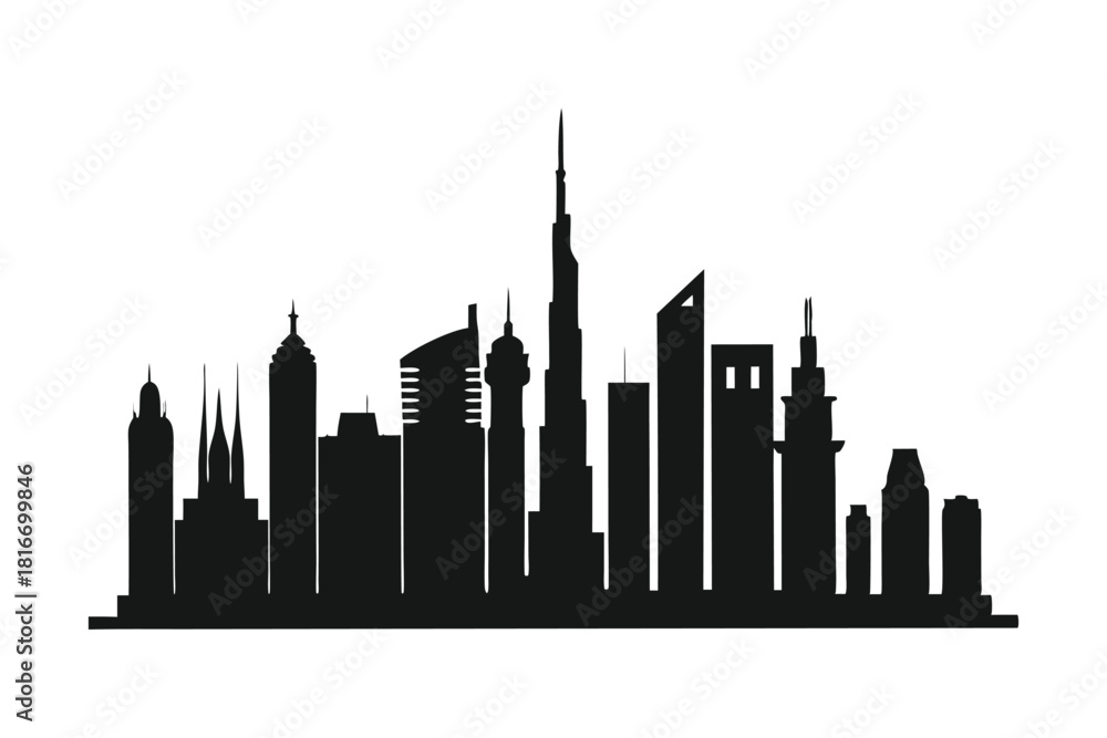 Obraz premium City skyline silhouette isolated on white background