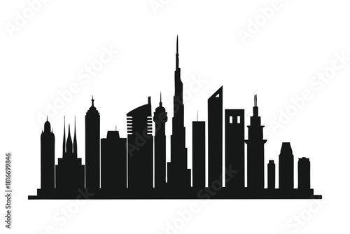 City skyline silhouette isolated on white background