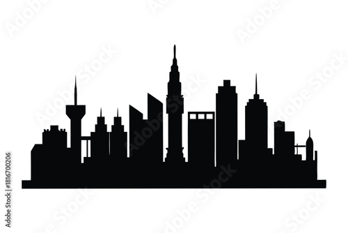 City skyline silhouette vector illustration on white background