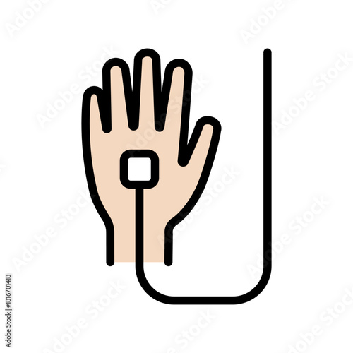 Intravenous therapy medical color icon. Vector illustration of an IV drip bag with a tube, for healthcare apps, medical websites, and hospital-related visuals.