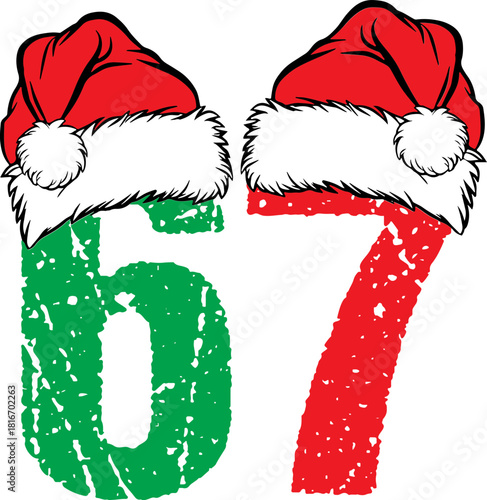 67 svg, Six seven meme Christmas svg, Santa Six seven meme svg