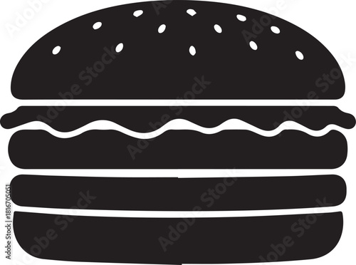 Burger silhouette: A close-up, simple, high-contrast silhouette of a burger, evoking a sense of classic food. 