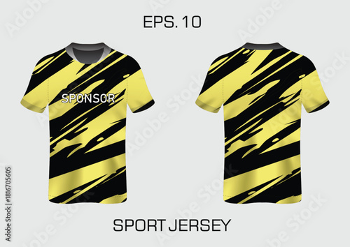 Eye-catching Yellow and Black Sport Jersey Template for Team and Event Use