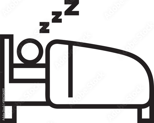 Deep Slumber: Simple graphic shows peaceful sleep, representing rest and relaxation. 