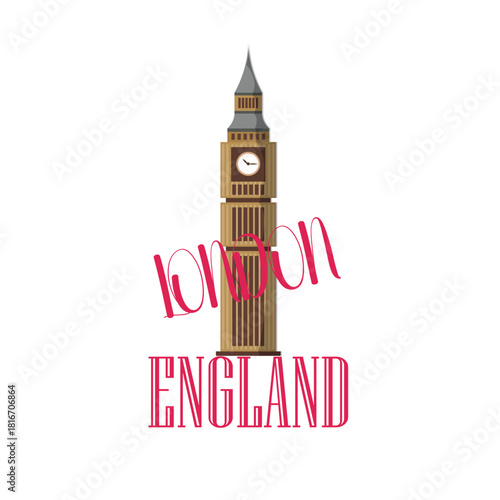 big ben london england vector illustration tshirt logo concept design 