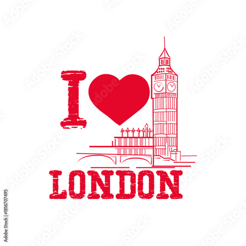 I love london with london tower vector illustration t shirt design 