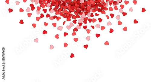 Falling red and pink heart confetti hearts celebration romance love anniversary