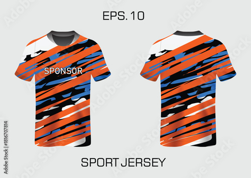 Abstract Pattern Sport Jersey Design with Bold Colors and Sponsor Text for Teams