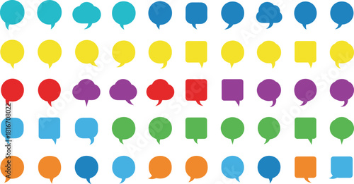 Mega Set of Colorful Speech Bubble and Chat Icon Shapes Vector Illustration