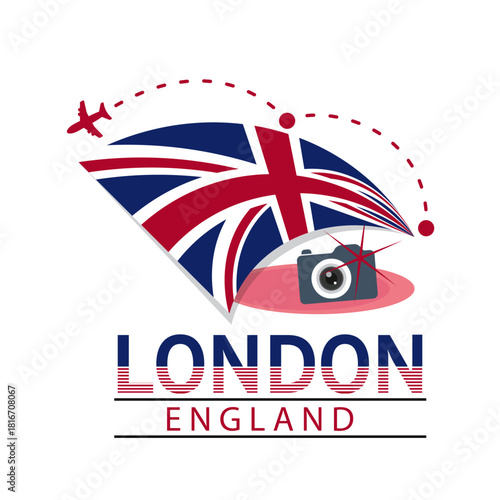 Uk  flag london england vector illustration tshirt logo concept design 