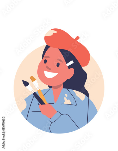 Girl child artist painter avatar