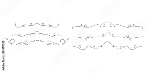 Set of Vintage decorative lines. text dividers. Line border. Lines separators, Borders, Set of various doodle style line dividers and arrow icons for design