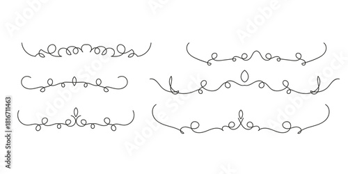 Set of Vintage decorative lines. text dividers. Line border. Lines separators, Borders, Set of various doodle style line dividers and arrow icons for design