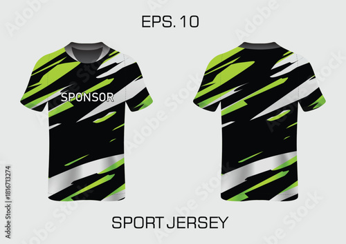 Bright Neon Sport Jersey Design with Bold Artistic Stripes and Sponsor Text