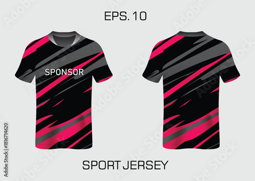 Sport Jersey Design with Bold Stripes and Sponsor Text for Athletic Wear Branding