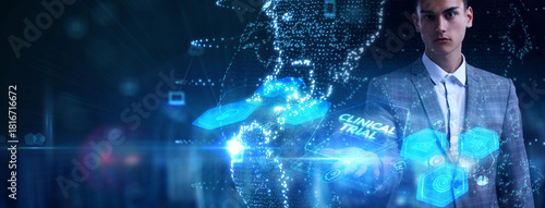 Business, Technology, Internet and network concept. virtual display: Clinical trial