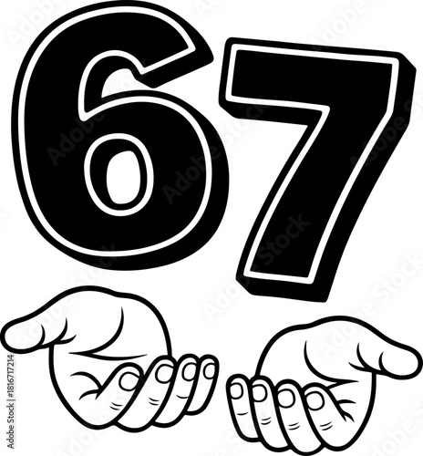 Six Seven 67 SVG, Funny Viral Meme 67 SVG, Six Seven 6 7 Hands Meme SVG 
