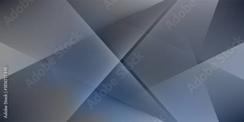 Modern black dark blue white abstract background. Minimal. Color gradient. Web banner. Geometric shape. 3d effect. Lines stripes triangles. Design. Futuristic. Metal metallic effect. Luxury. Premium.