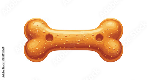 A single bone-shaped dog biscuit with two holes, isolated on a white background.