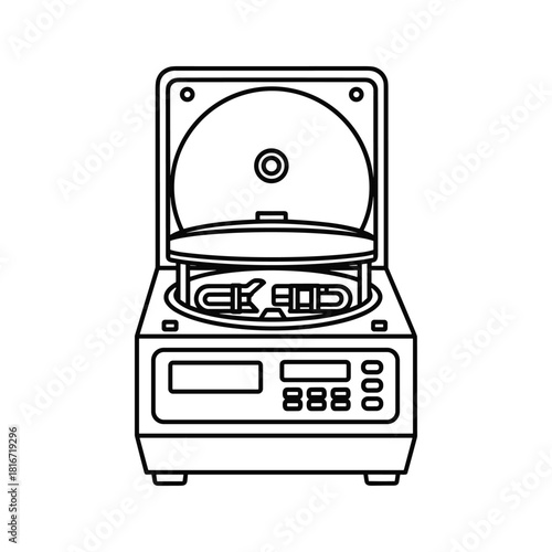 black and white centrifuge machine open view clip art preview