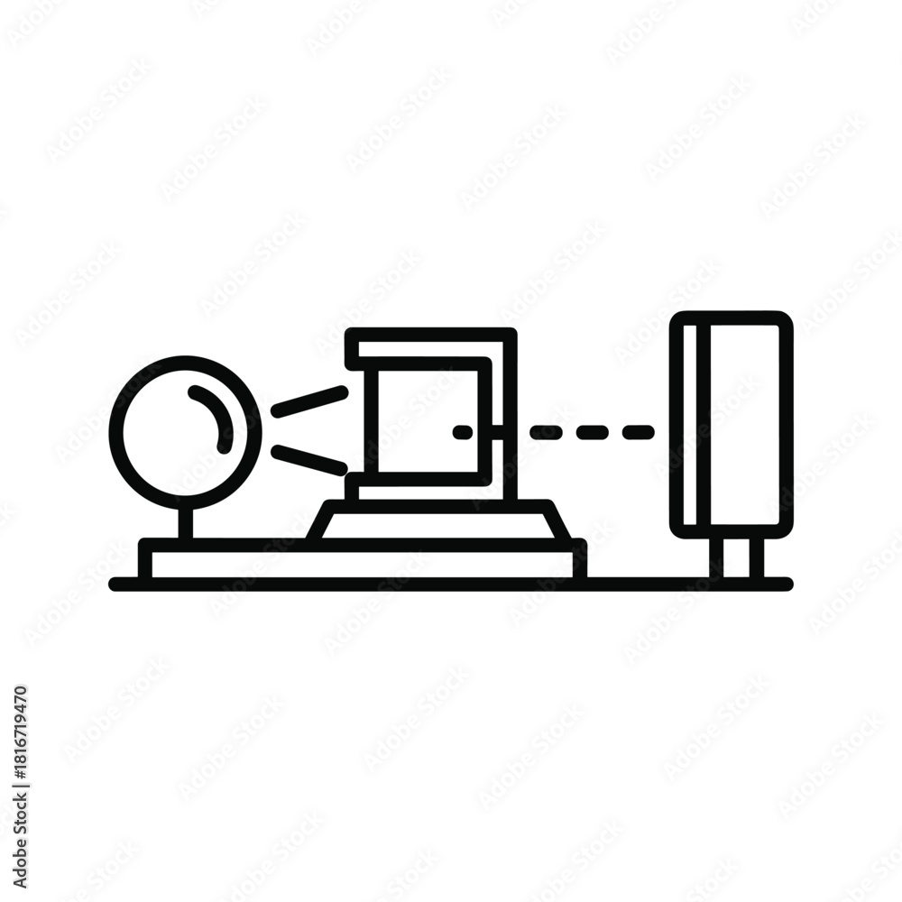 Fototapeta premium Line icon representing dna isolation process in a test tube with a molecule structure and isolation label